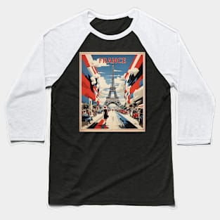 Paris Eiffel Tower France Vintage Poster Tourism Baseball T-Shirt